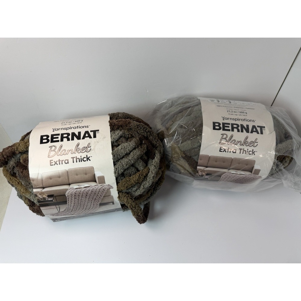 Bernat Big Blanket Yarnspirations Extra Thick Yarn 72 Yds 21.2oz Leather Lot 2